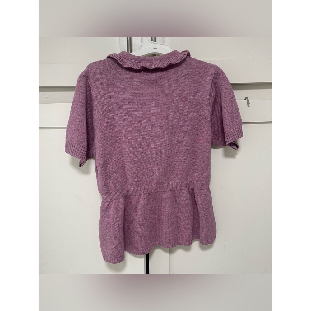 The Sunday Collective Knit Top Girls Lavender Purple Organic Cotton Peplum NWT - Picture 4 of 8